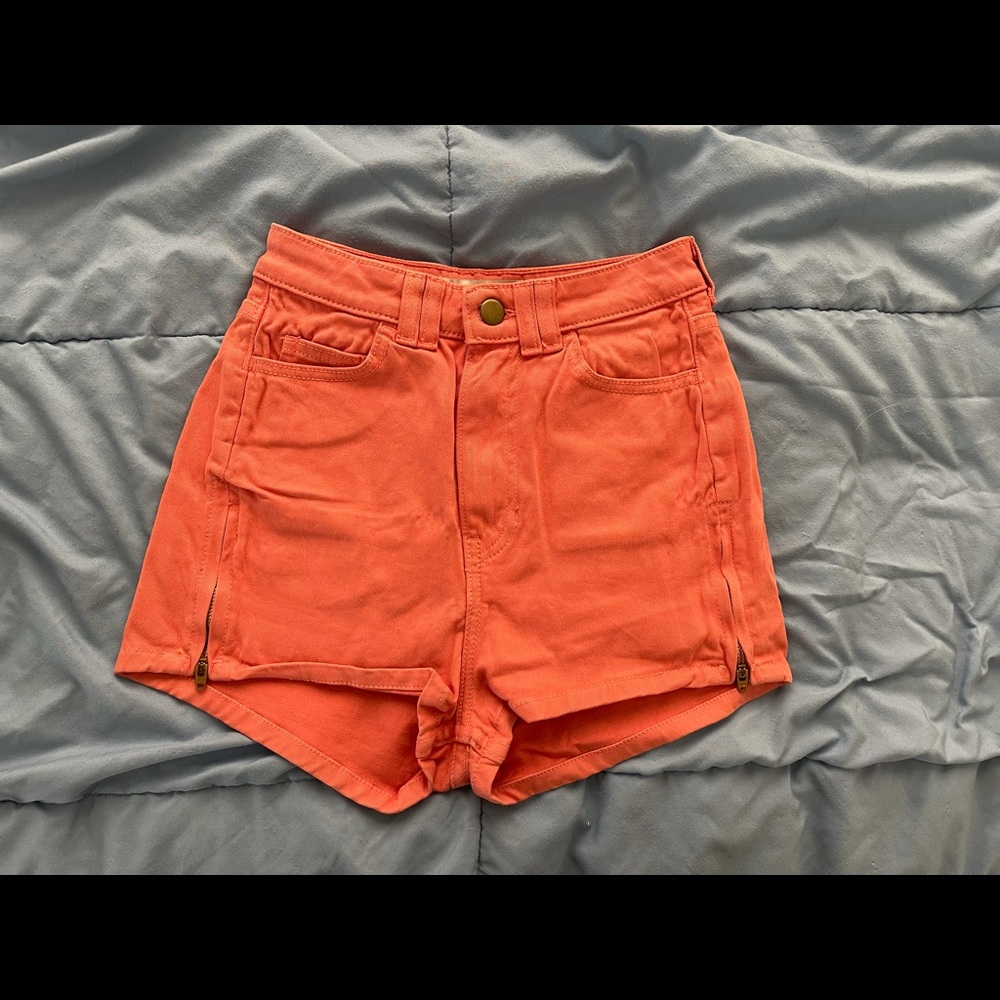 American Apparel Dark Salmon HW Shorts